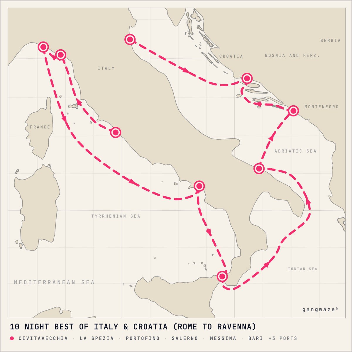 Celebrity Constellation itinerary map for July 21, 2028 (10 nights)