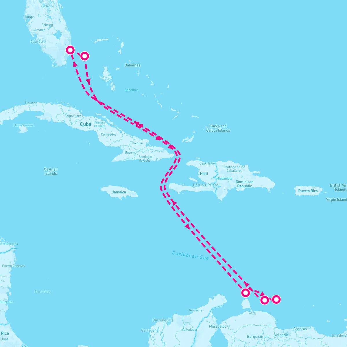 Celebrity Eclipse itinerary map for November 7, 2024 (9 nights)