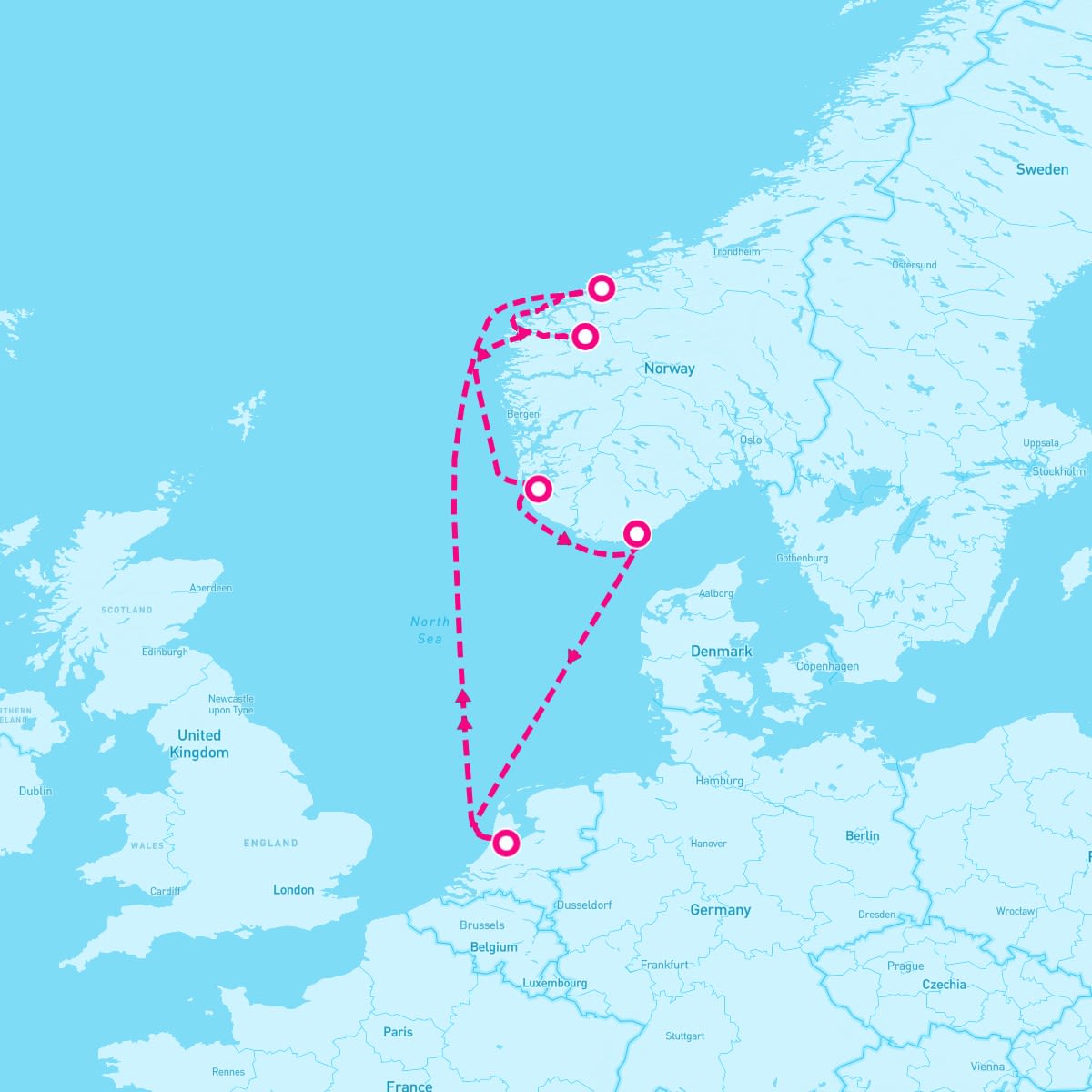 Celebrity Eclipse itinerary map for June 16, 2025 (7 nights)