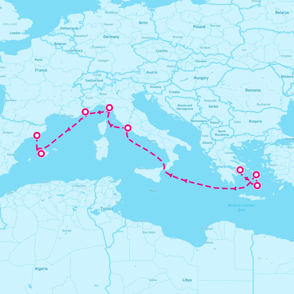 Celebrity Eclipse itinerary map for October 20, 2025 (10 nights)