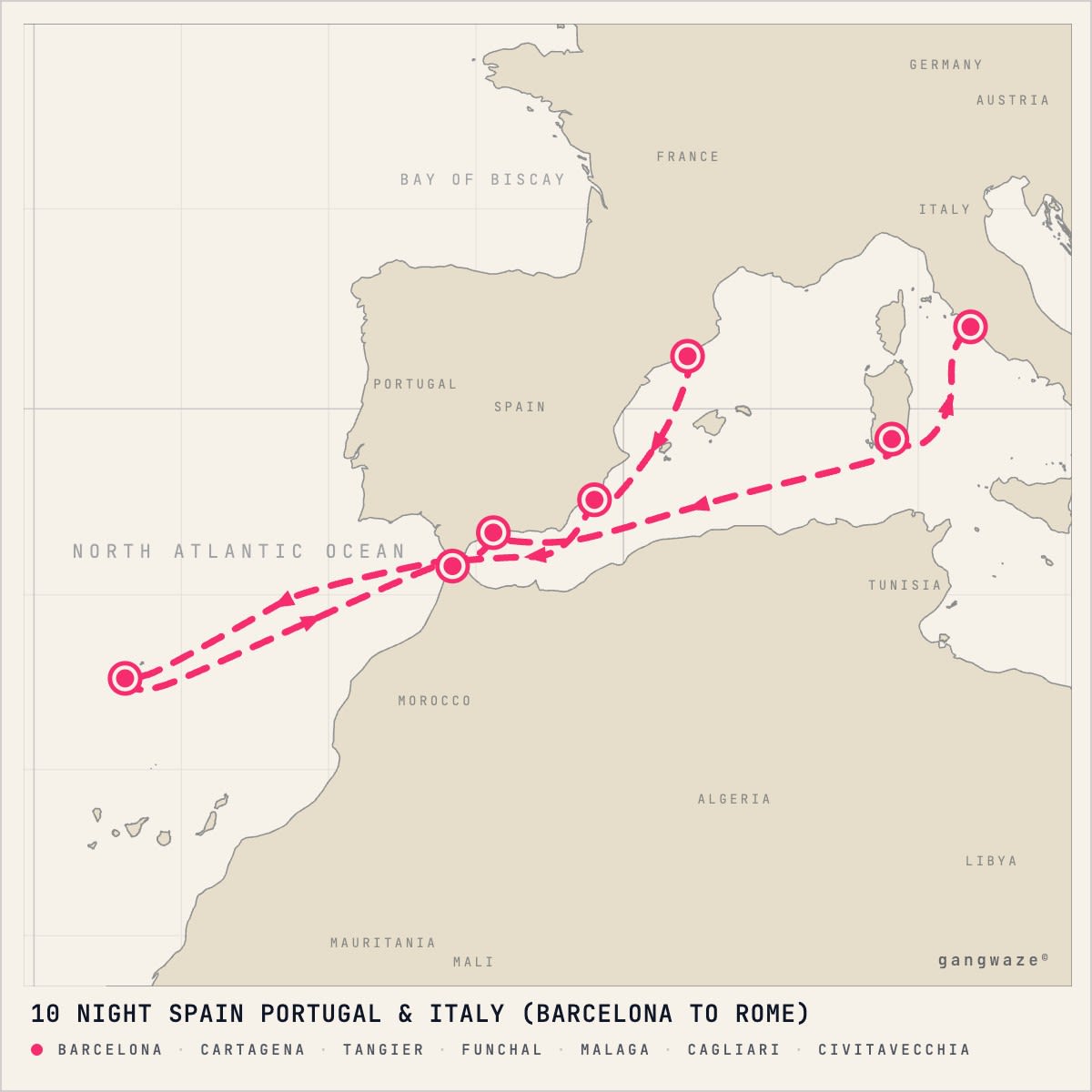 Celebrity Eclipse itinerary map for July 22, 2028 (10 nights)