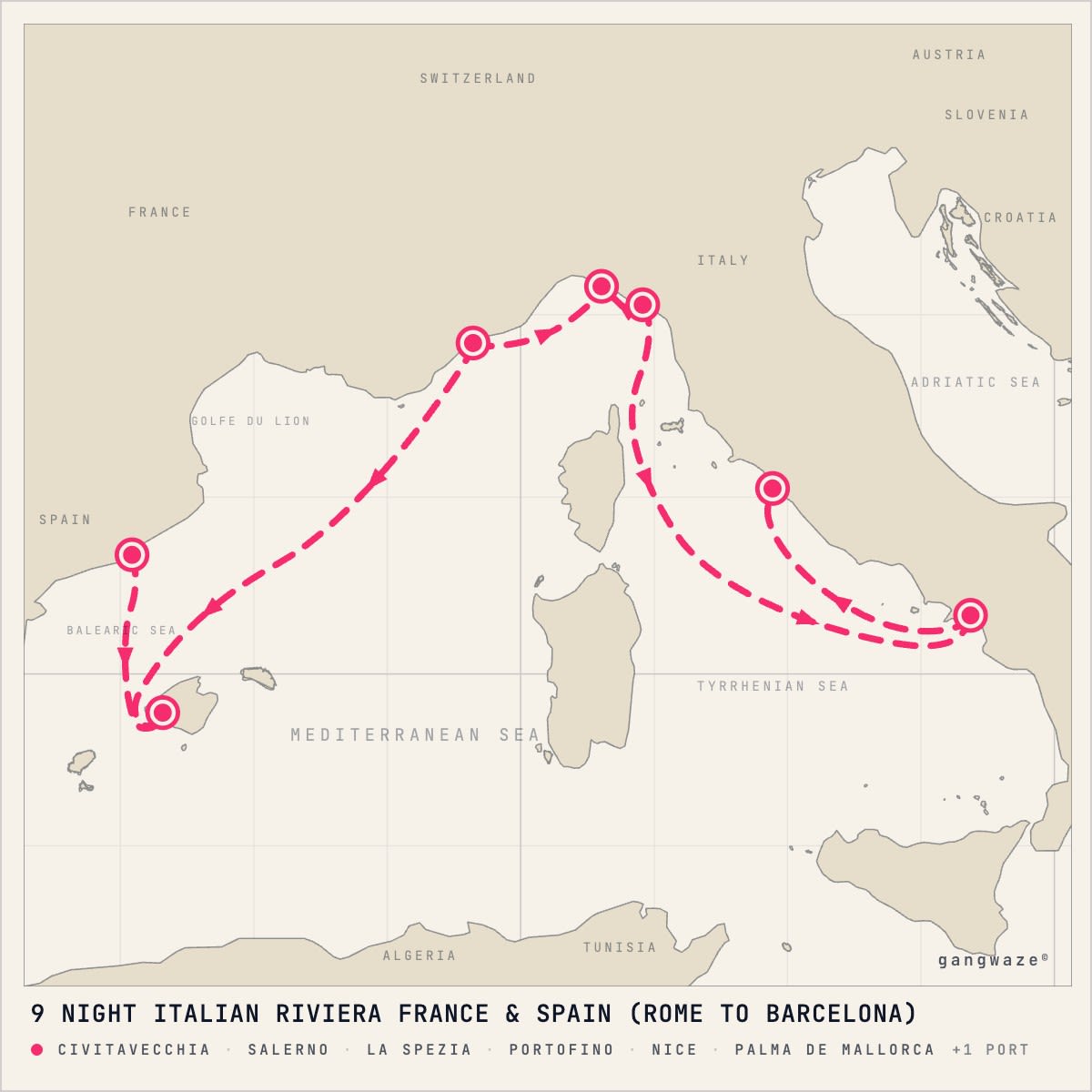Celebrity Eclipse itinerary map for August 29, 2028 (9 nights)