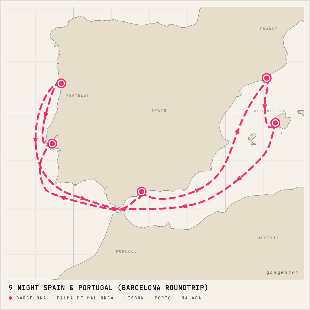 Celebrity Eclipse itinerary map for September 7, 2028 (9 nights)