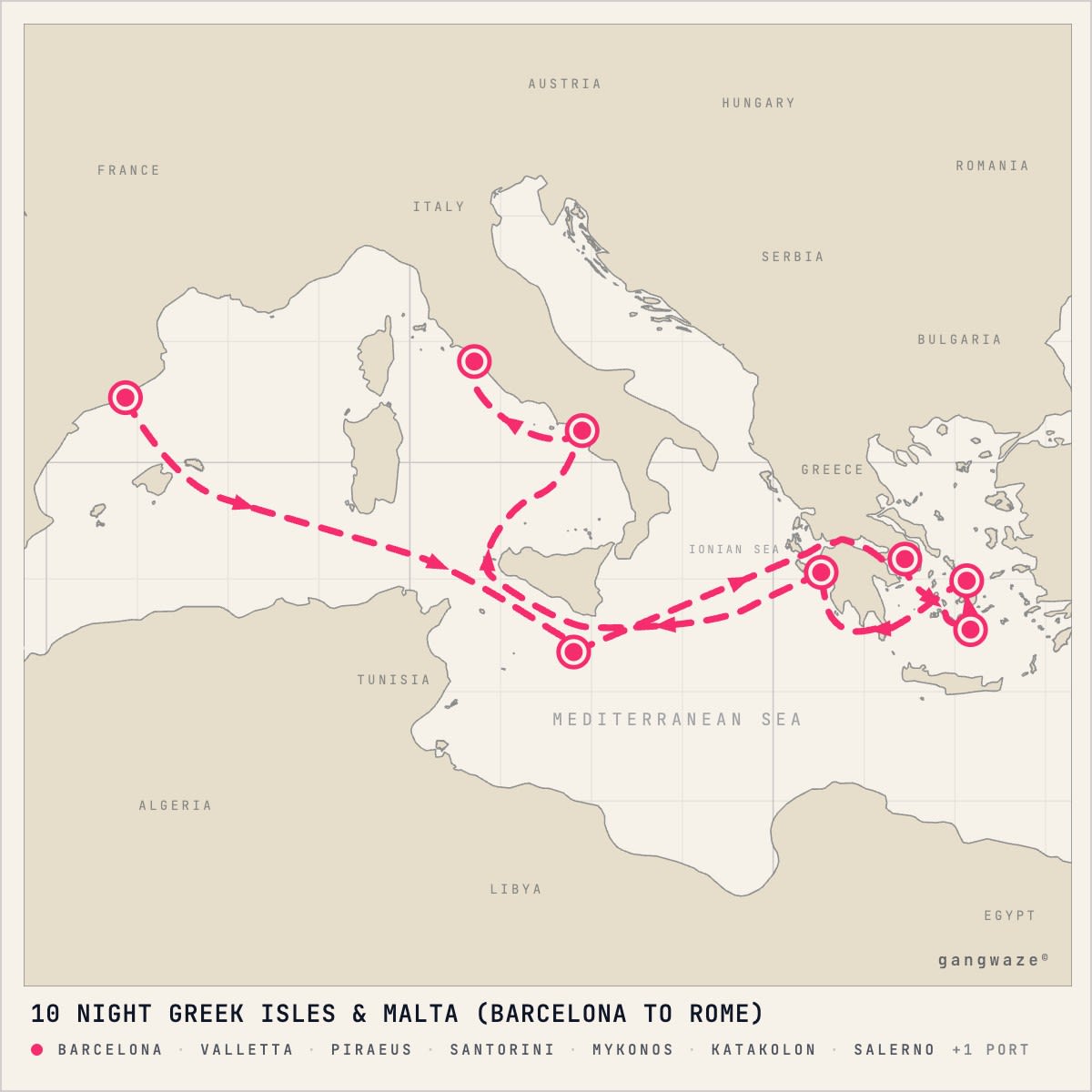 Celebrity Eclipse itinerary map for September 16, 2028 (10 nights)