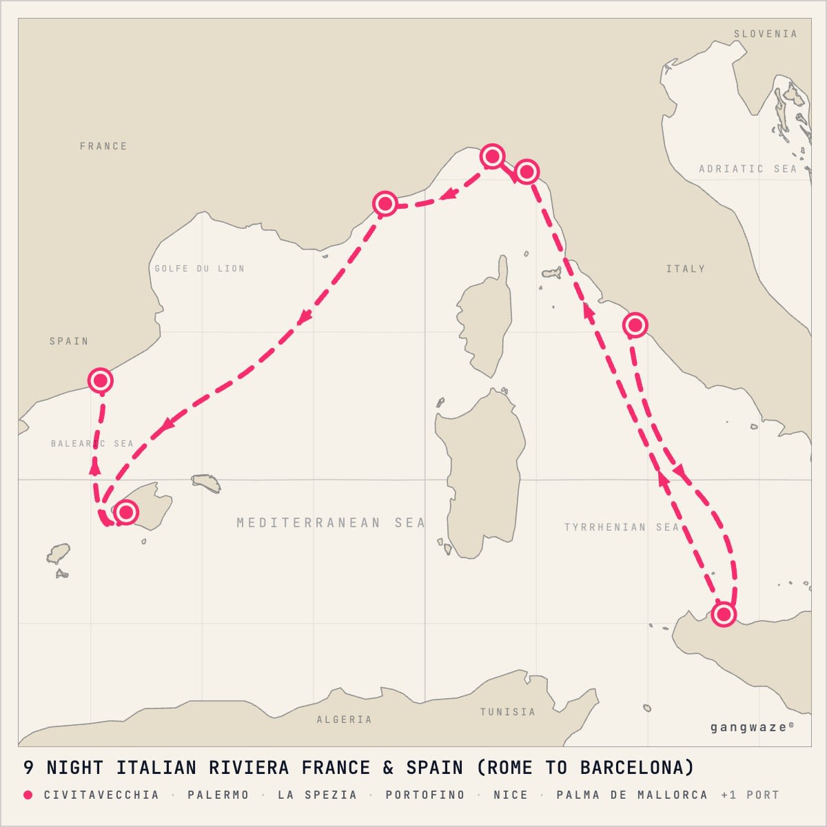 Celebrity Eclipse itinerary map for October 24, 2028 (9 nights)