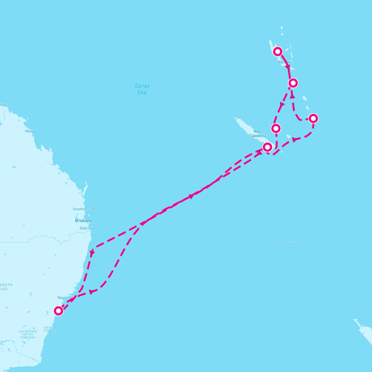 Celebrity Edge itinerary map for January 3, 2024 (10 nights)