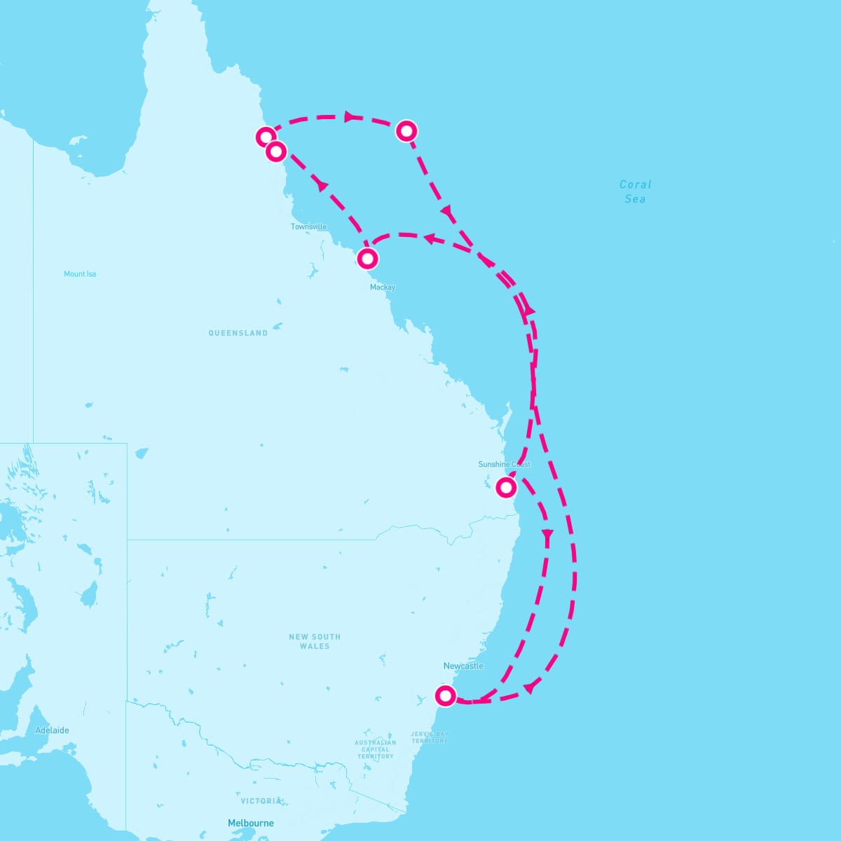 Celebrity Edge itinerary map for January 25, 2024 (10 nights)