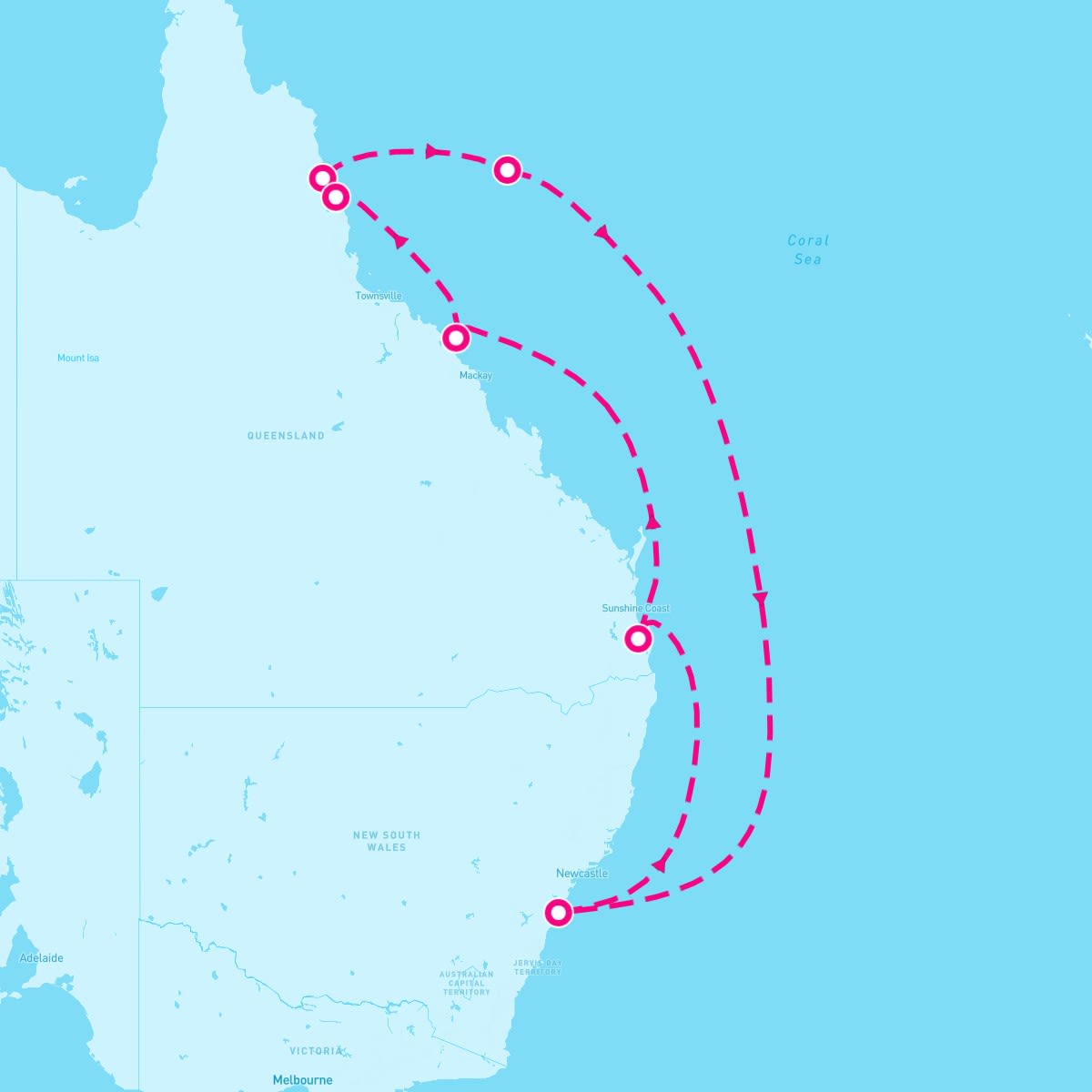 Celebrity Edge itinerary map for March 25, 2025 (11 nights)