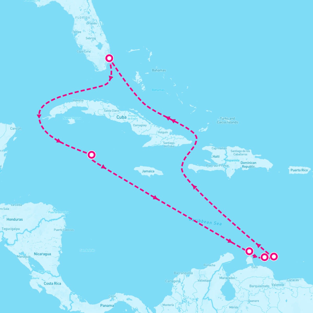 Celebrity Equinox itinerary map for January 27, 2024 (9 nights)