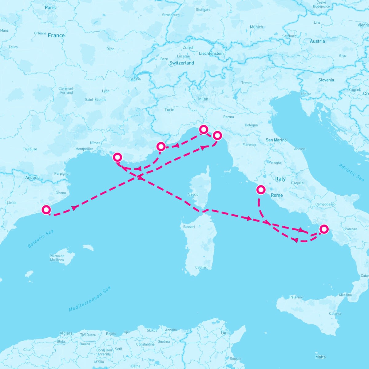 Celebrity Equinox itinerary map for July 11, 2024 (9 nights)