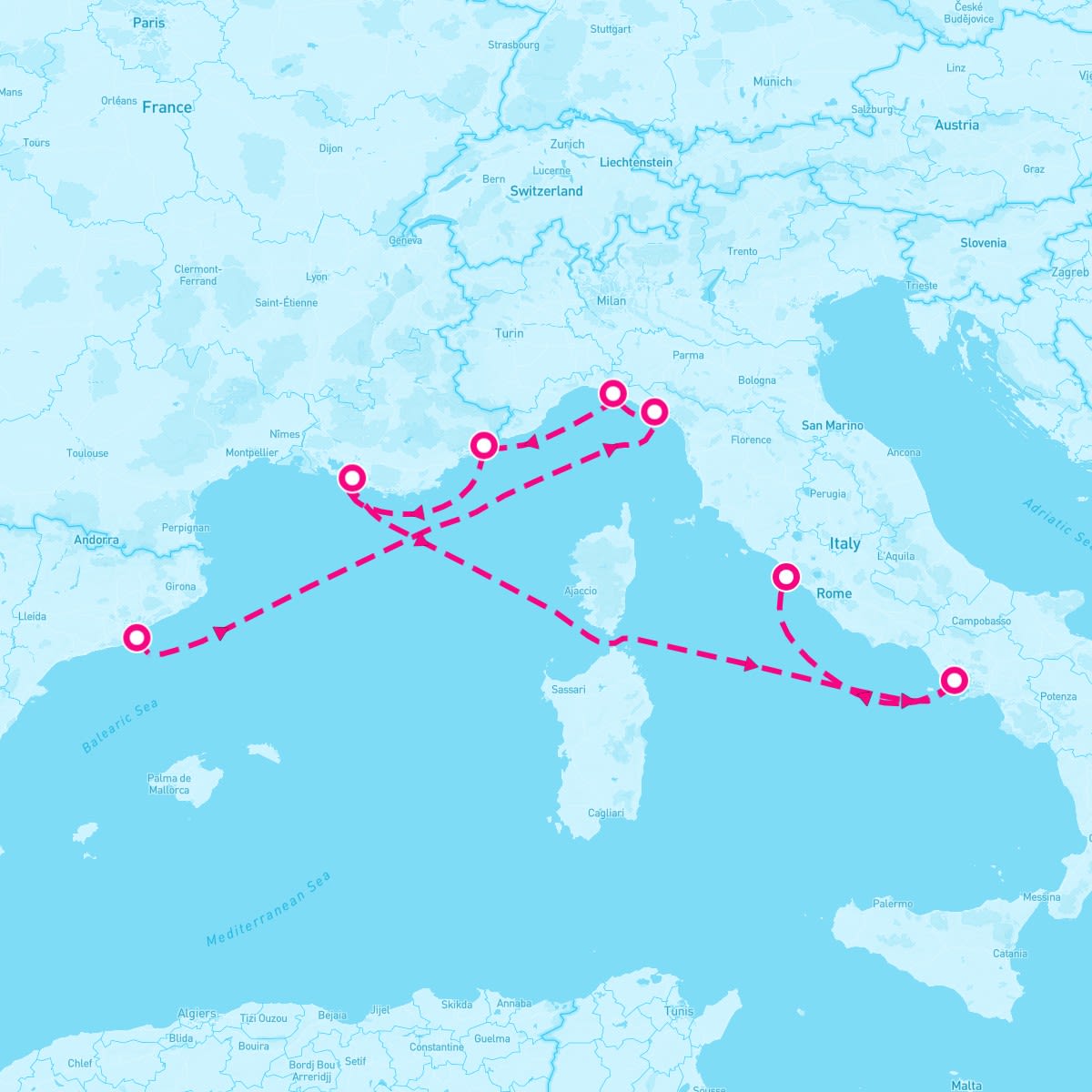 Celebrity Equinox itinerary map for August 8, 2024 (9 nights)