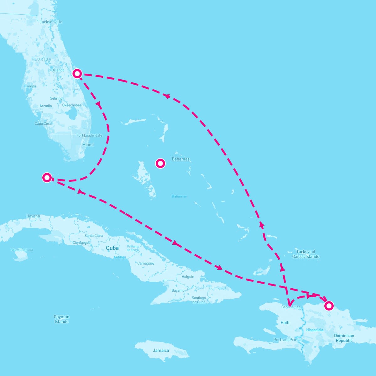 Celebrity Equinox itinerary map for January 25, 2025 (7 nights)