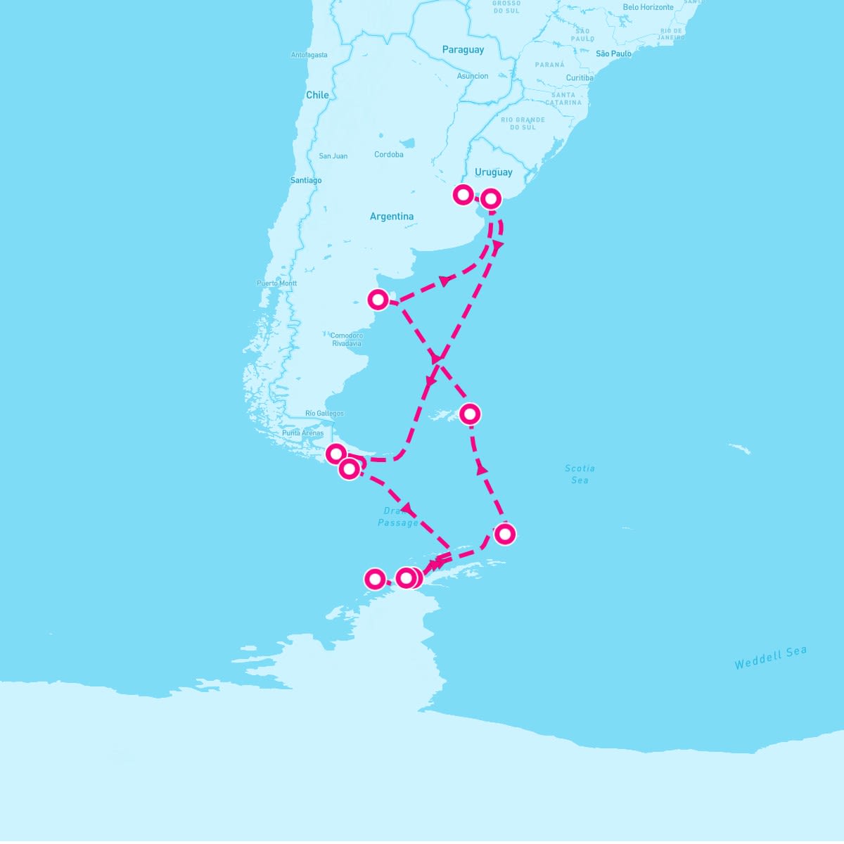 Celebrity Equinox itinerary map for February 1, 2025 (14 nights)