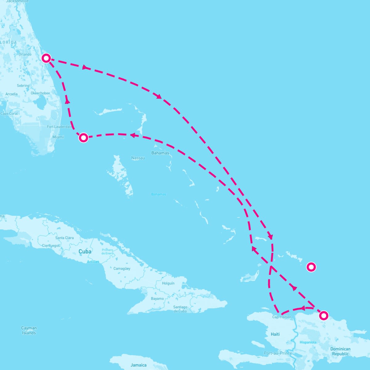 Celebrity Equinox itinerary map for April 5, 2025 (7 nights)