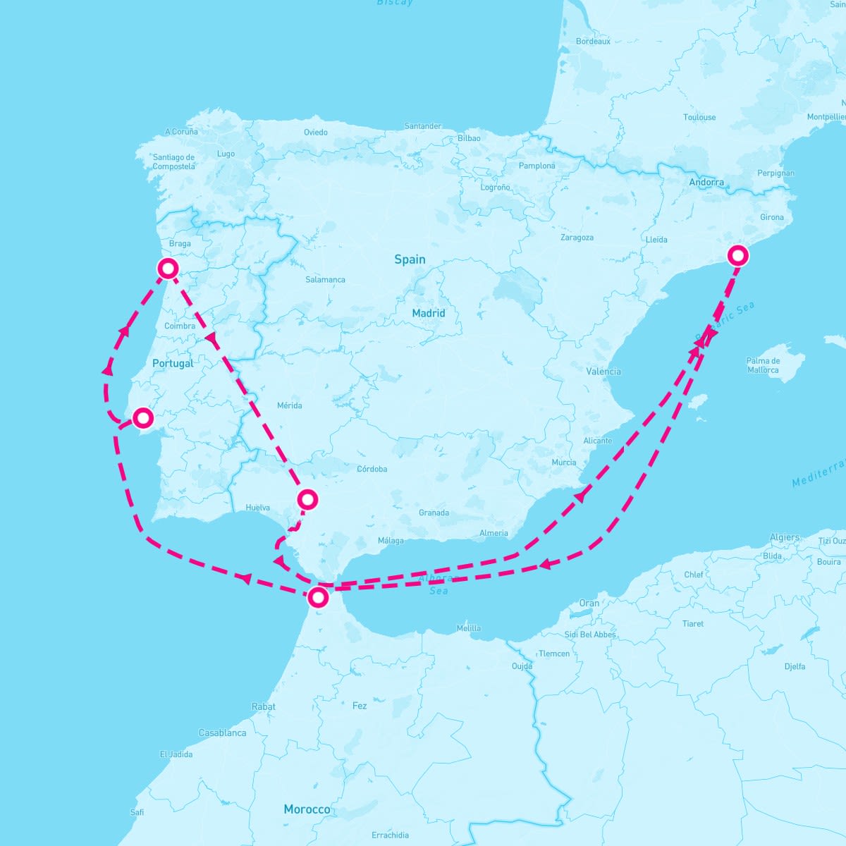 Celebrity Equinox itinerary map for September 9, 2027