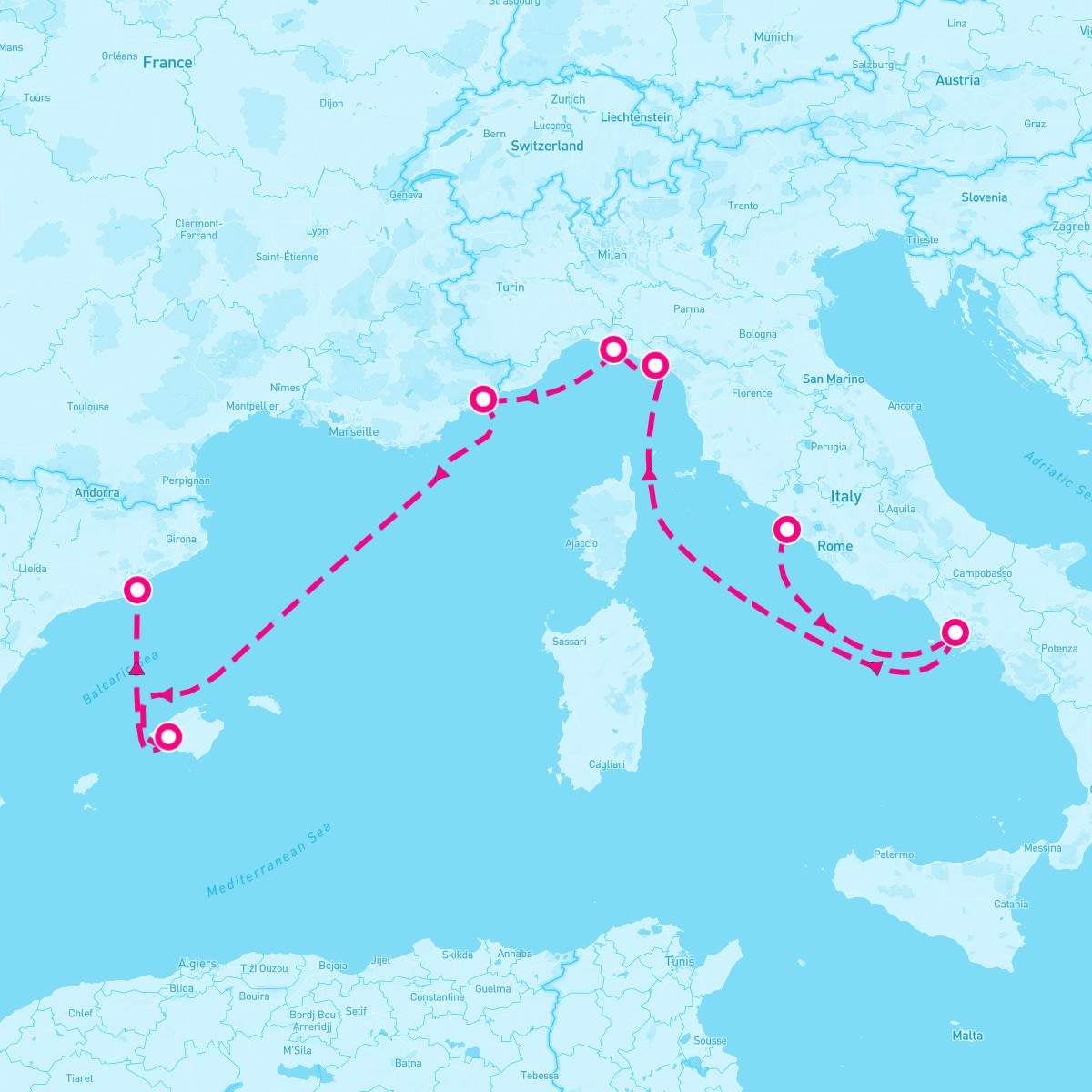 Celebrity Equinox itinerary map for September 28, 2027