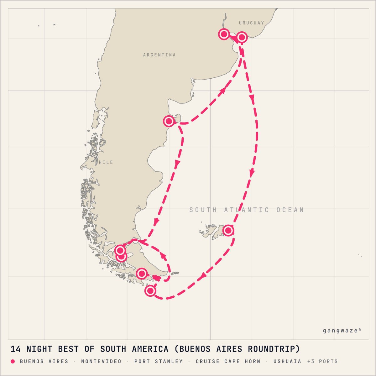 Celebrity Equinox itinerary map for February 27, 2028 (14 nights)
