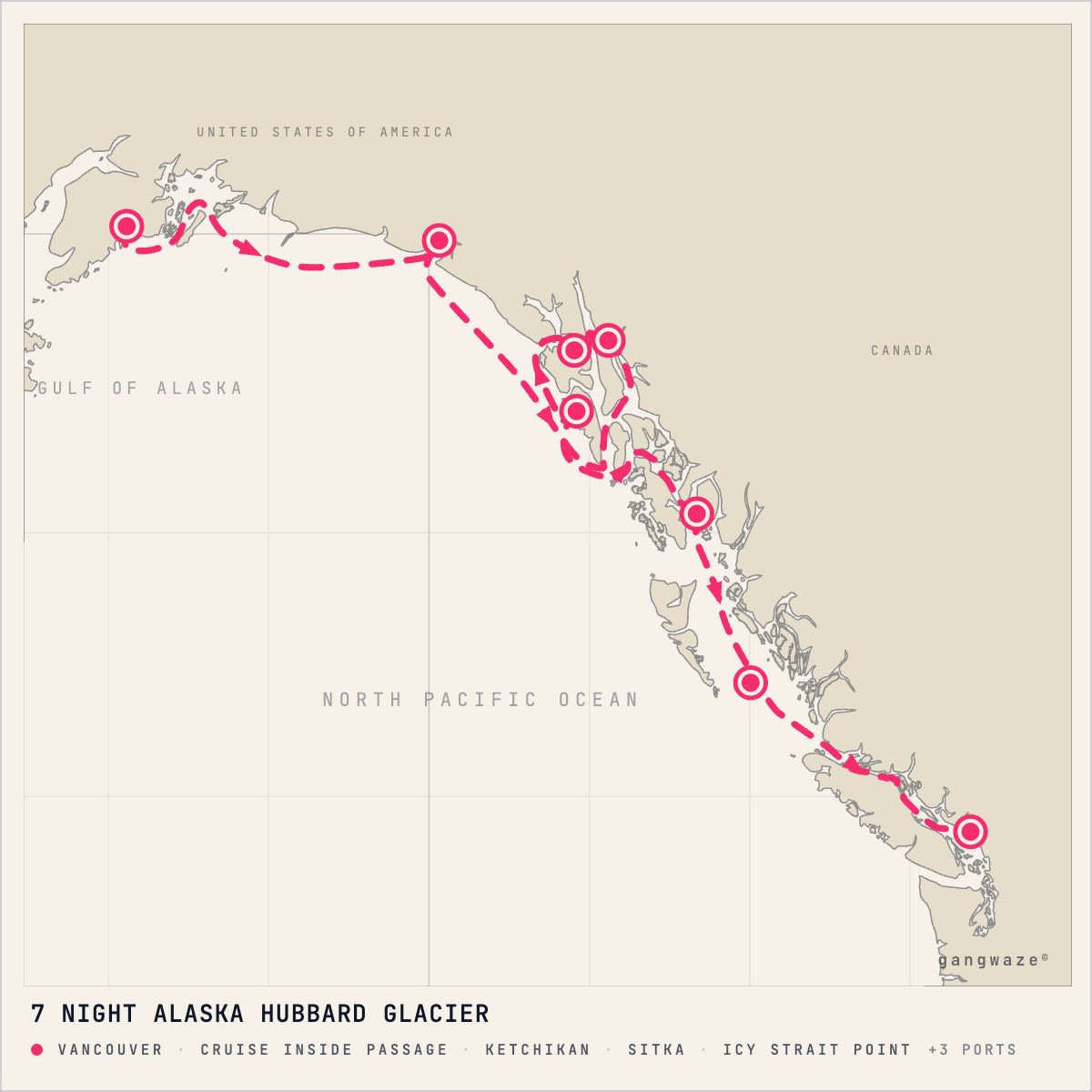 Celebrity Equinox itinerary map for September 8, 2028 (7 nights)