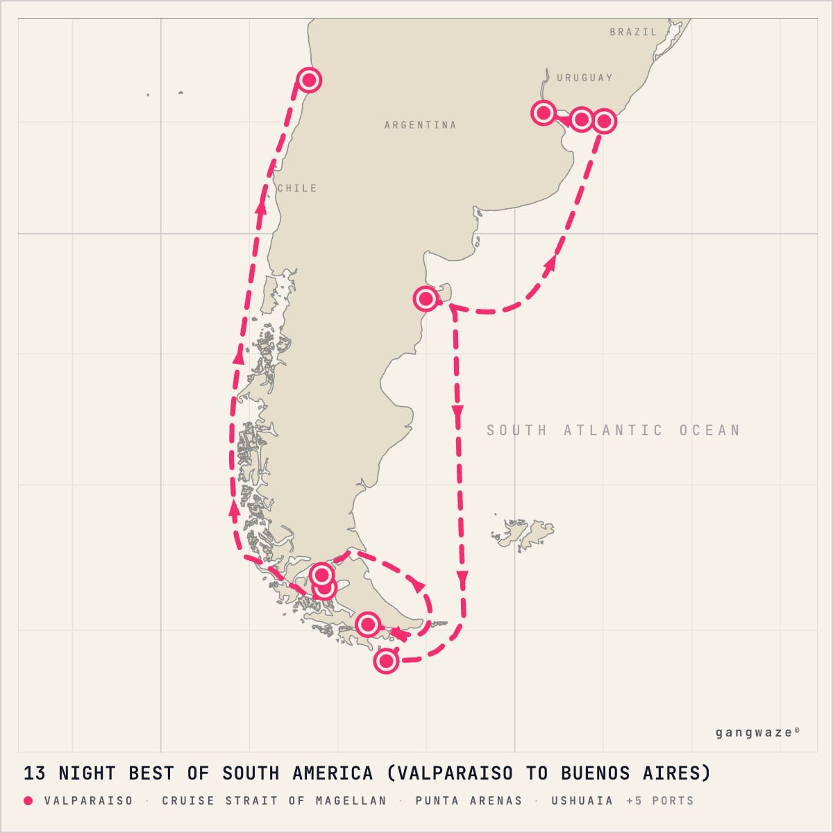 Celebrity Equinox itinerary map for November 20, 2028 (13 nights)
