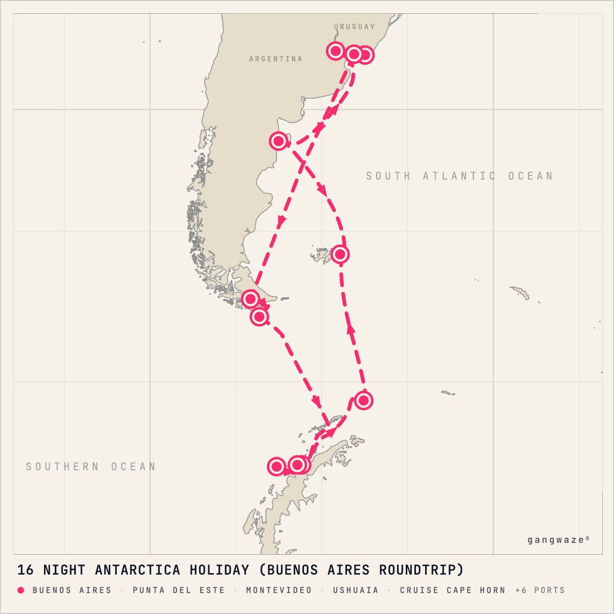 Celebrity Equinox itinerary map for December 17, 2028 (16 nights)