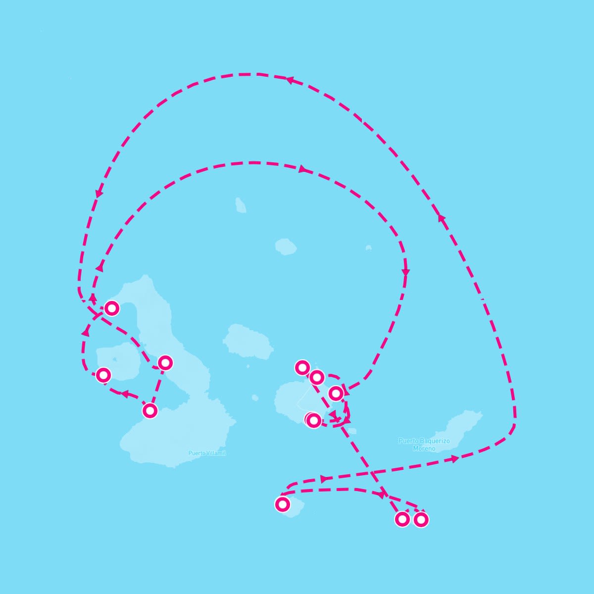 Celebrity Flora itinerary map for February 25, 2024 (7 nights)