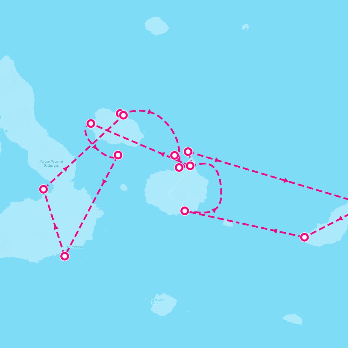 Celebrity Flora itinerary map for March 3, 2024 (7 nights)