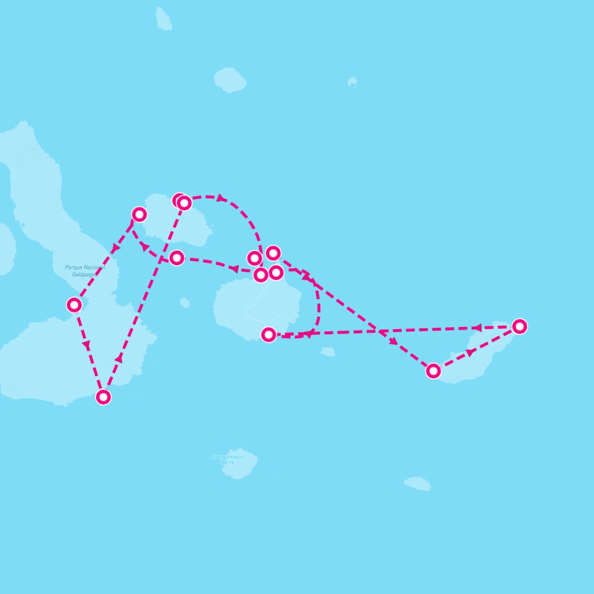Celebrity Flora itinerary map for March 31, 2024 (7 nights)