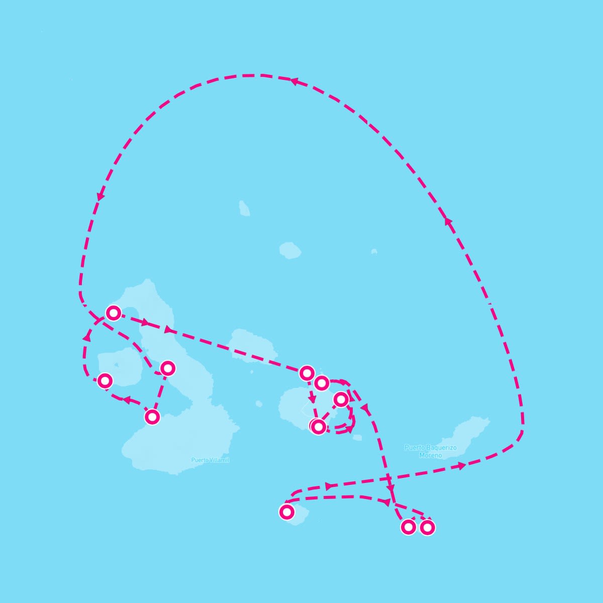 Celebrity Flora itinerary map for August 11, 2024 (7 nights)