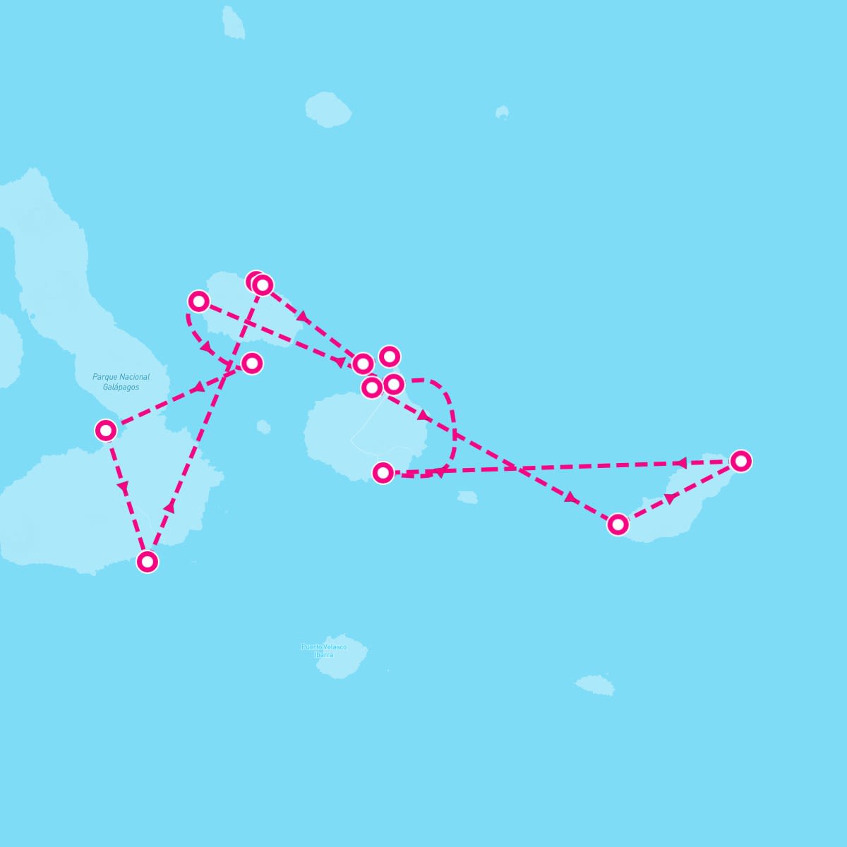 Celebrity Flora itinerary map for December 22, 2024 (7 nights)