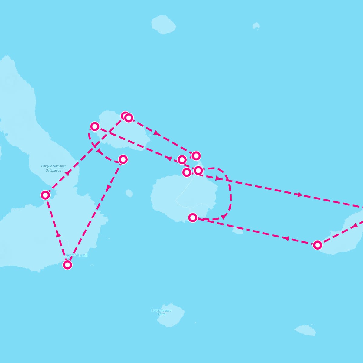 Celebrity Flora itinerary map for June 8, 2025 (7 nights)