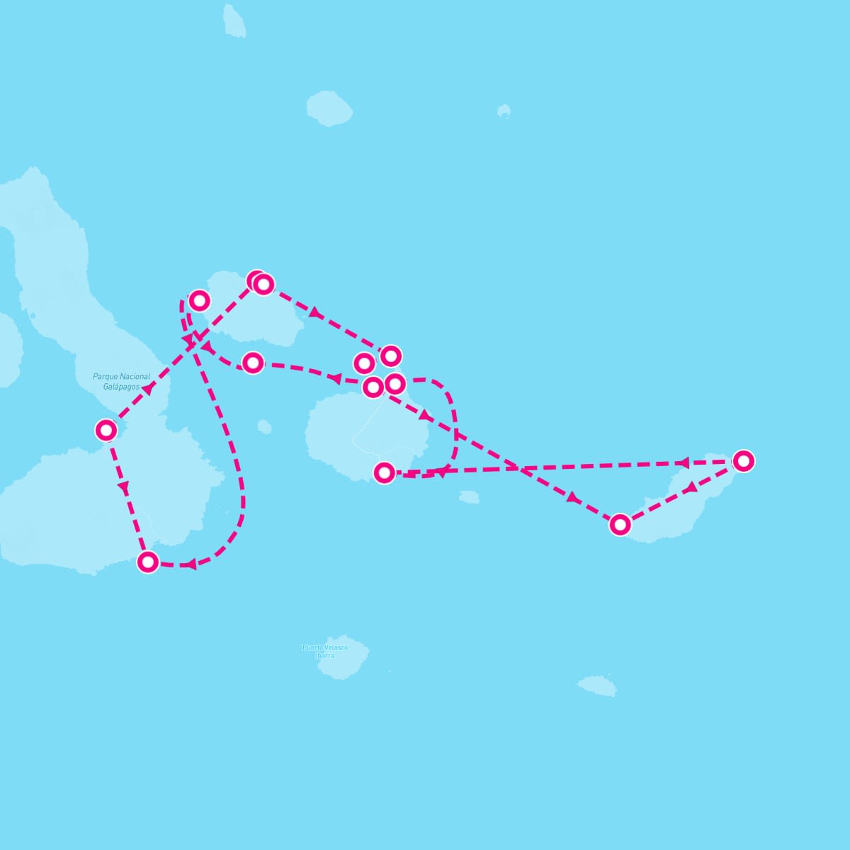 Celebrity Flora itinerary map for March 14, 2027 (7 nights)