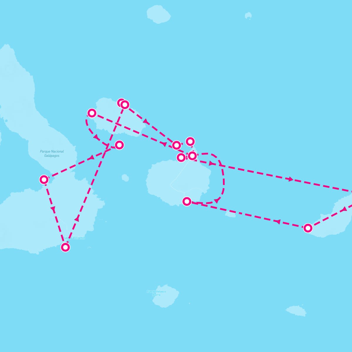 Celebrity Flora itinerary map for July 18, 2027 (7 nights)