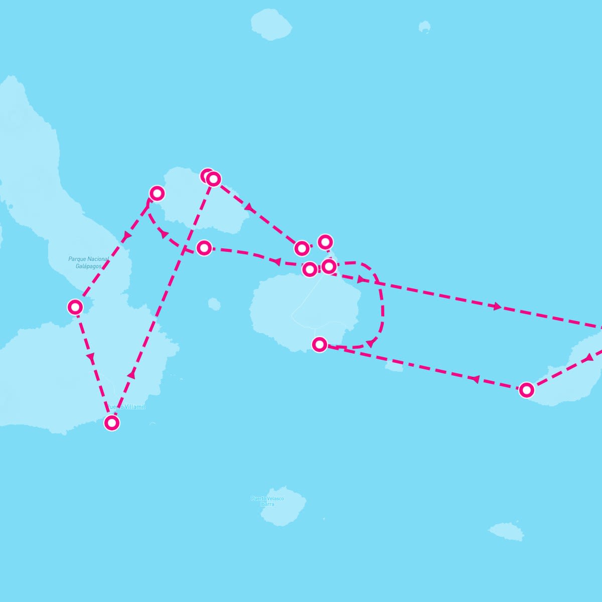 Celebrity Flora itinerary map for September 12, 2027 (7 nights)