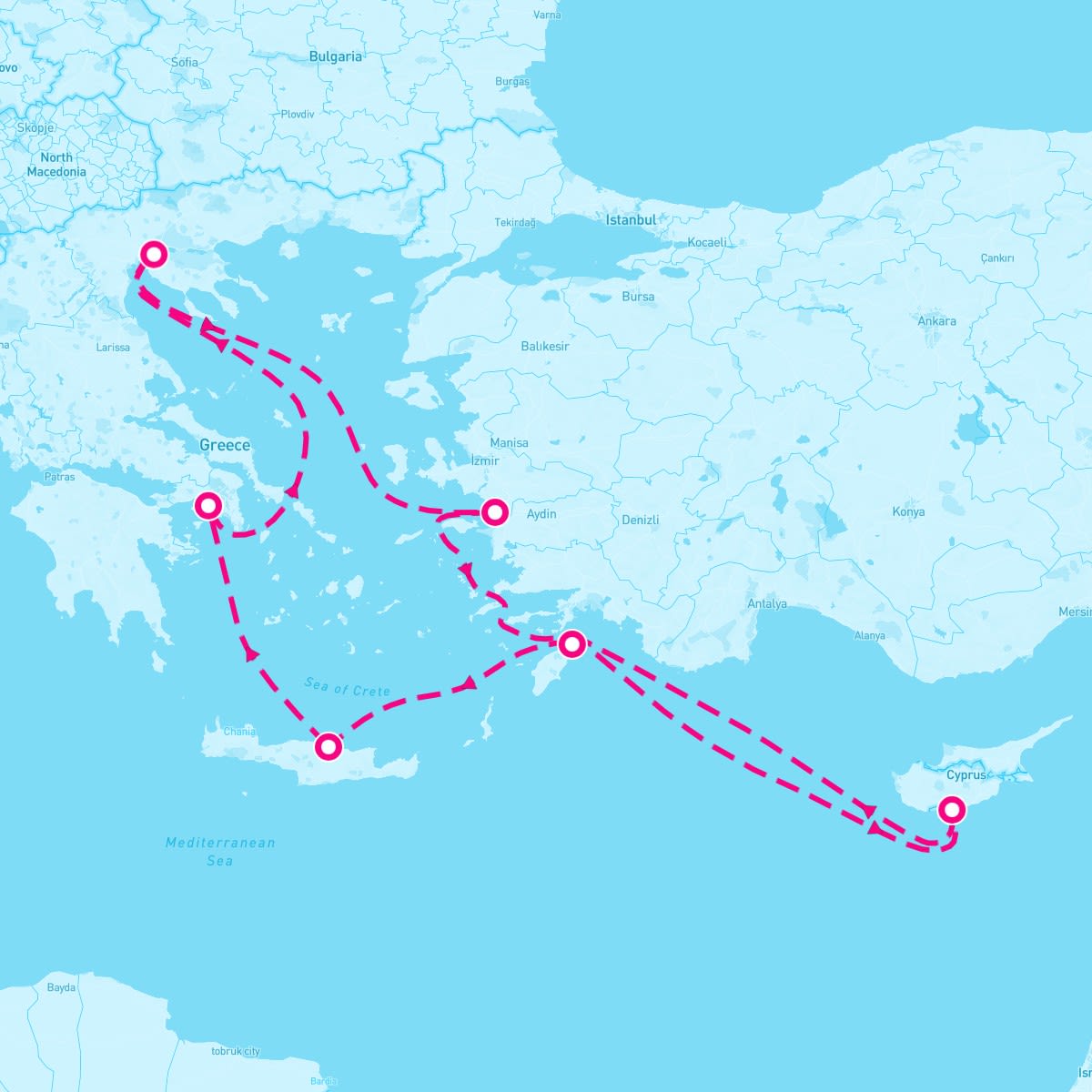 Celebrity Infinity itinerary map for February 2, 2024 (10 nights)