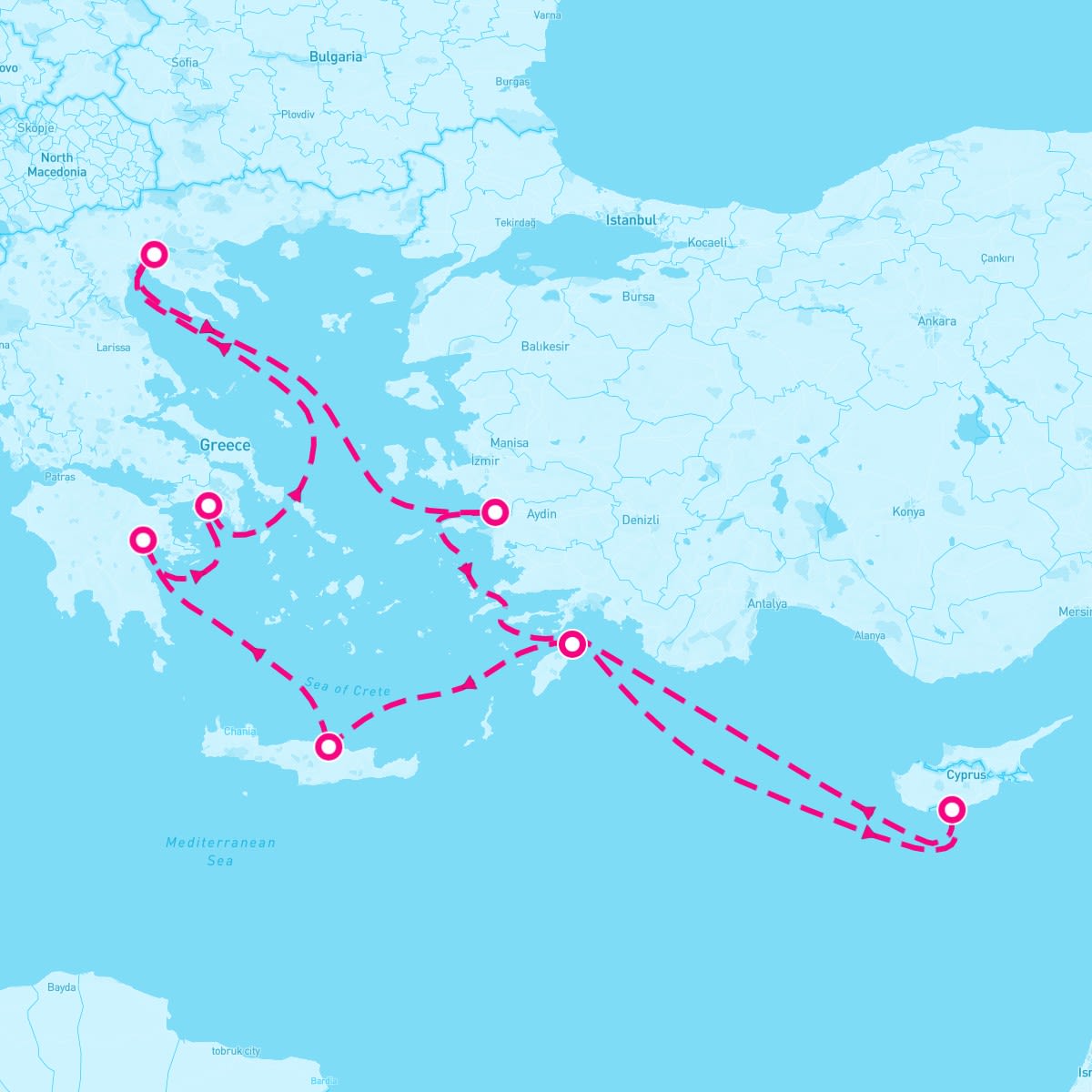 Celebrity Infinity itinerary map for March 25, 2024 (11 nights)