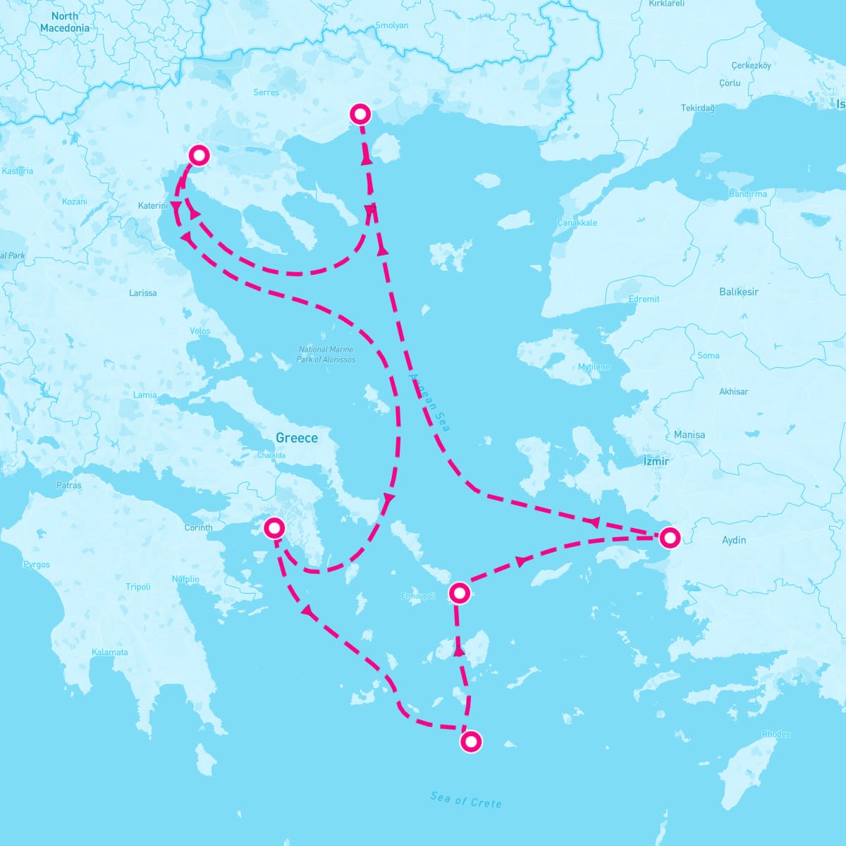 Celebrity Infinity itinerary map for July 6, 2024 (7 nights)