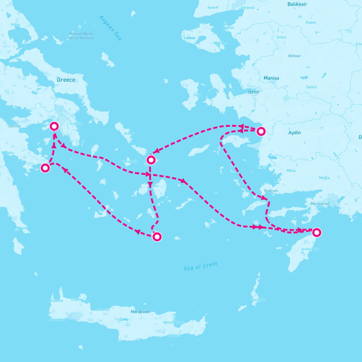 Celebrity Infinity itinerary map for June 14, 2025 (7 nights)