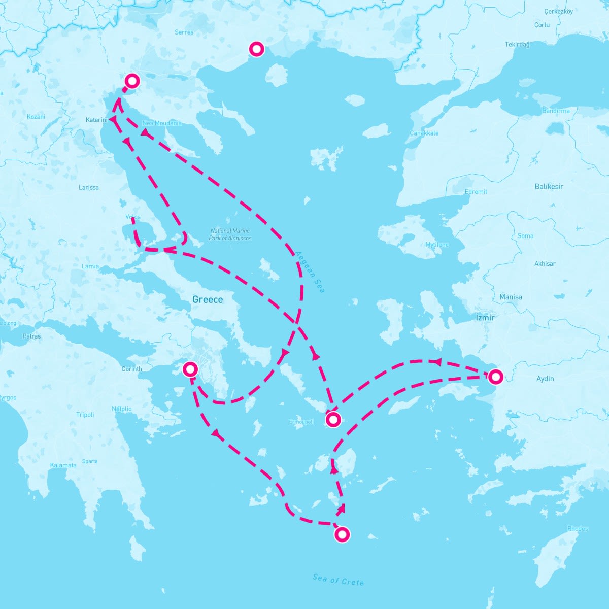 Celebrity Infinity itinerary map for July 5, 2025 (7 nights)