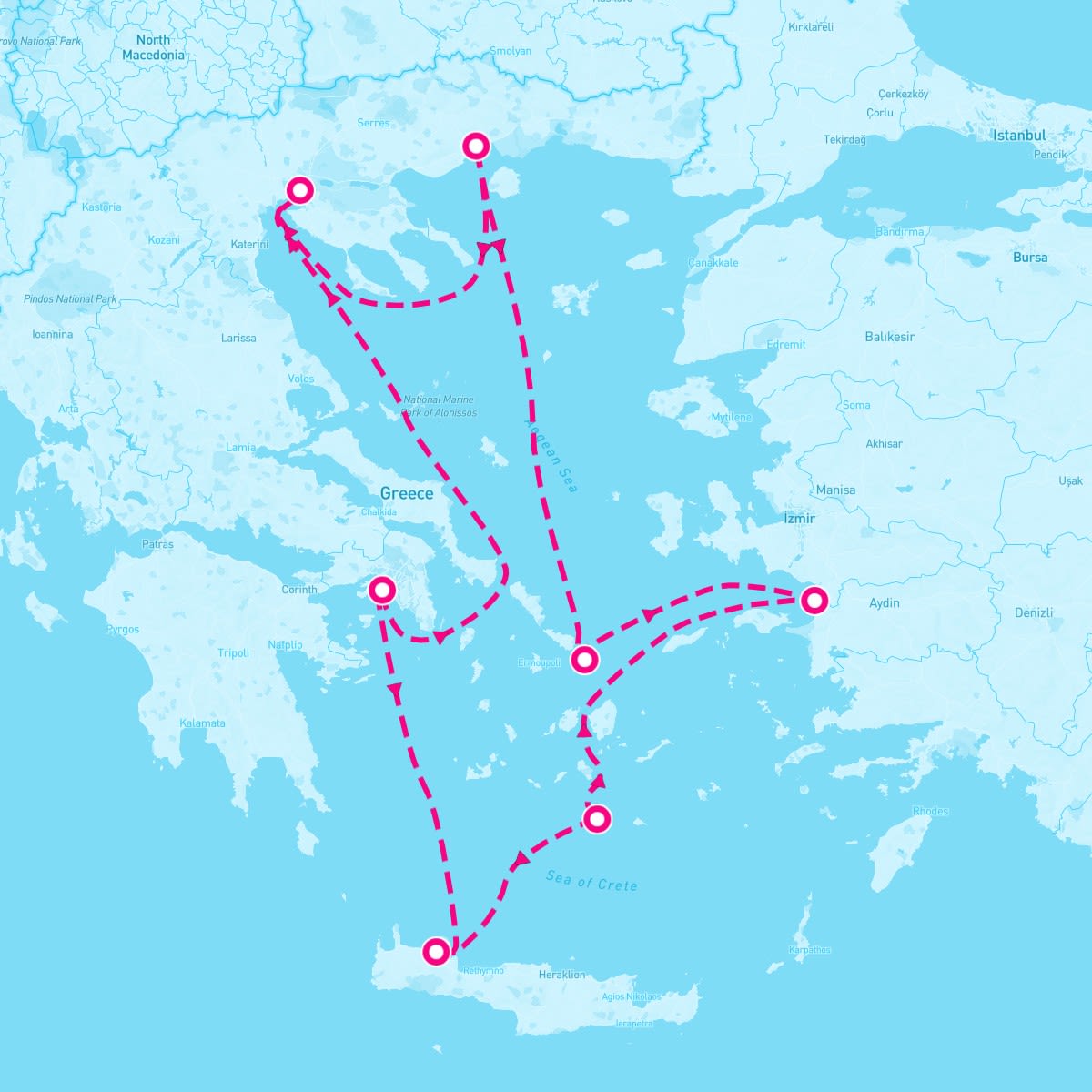 Celebrity Infinity itinerary map for October 16, 2025 (9 nights)
