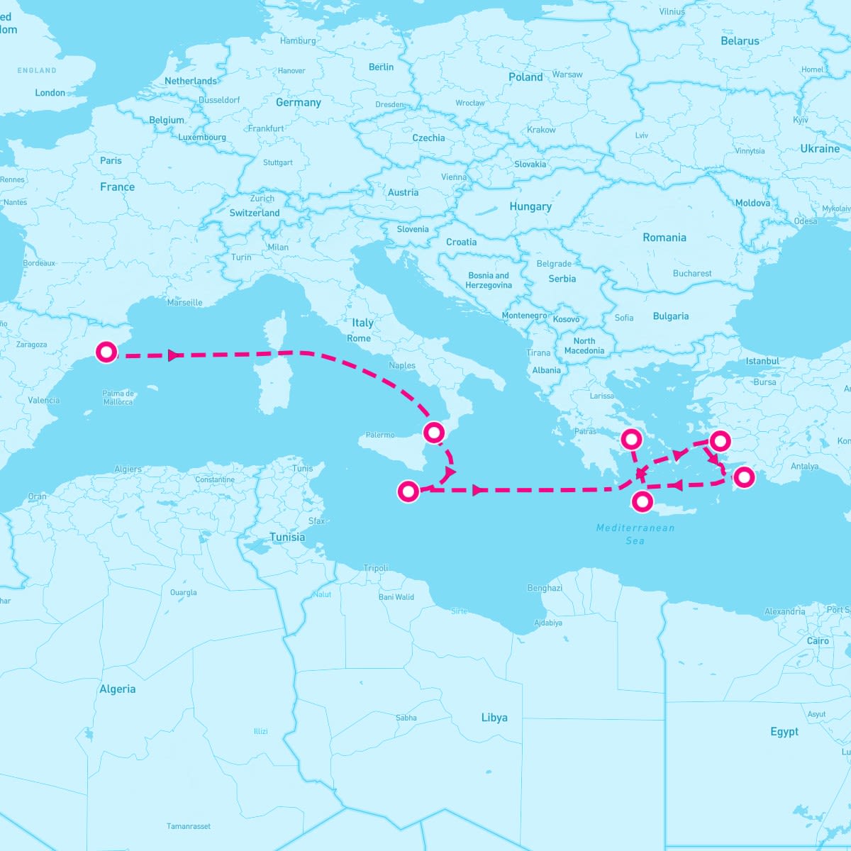 Celebrity Infinity itinerary map for January 18, 2026 (8 nights)