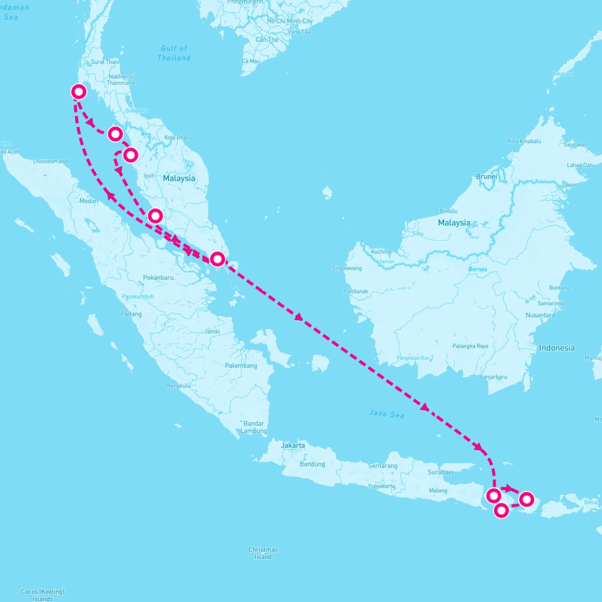 Celebrity Millennium itinerary map for December 21, 2024 (12 nights)
