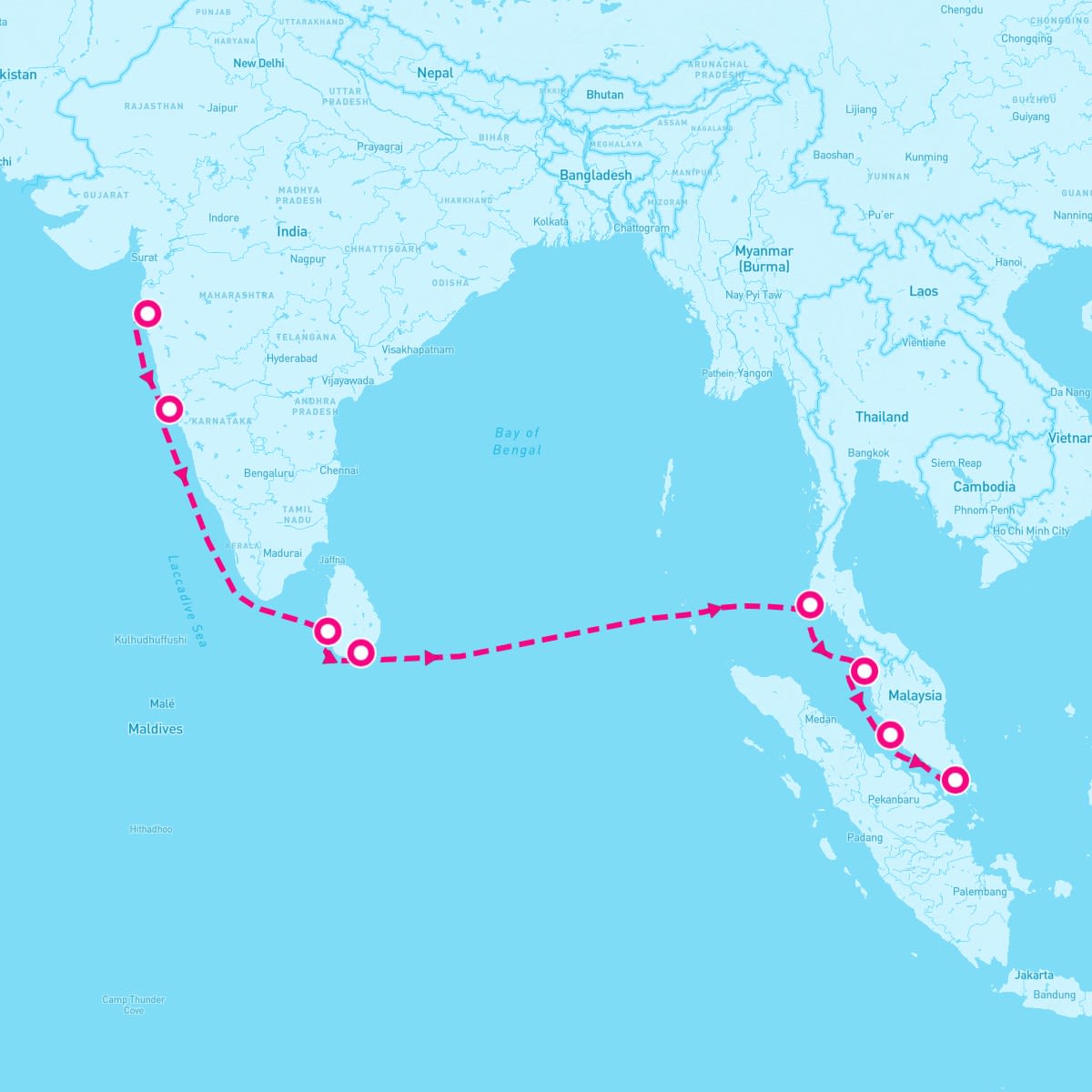 Celebrity Millennium itinerary map for February 19, 2025 (12 nights)