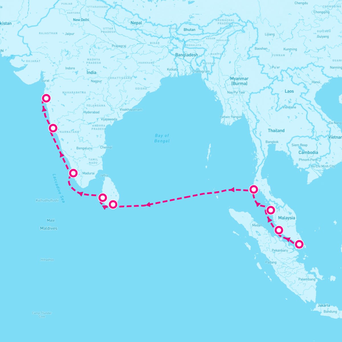 Celebrity Millennium itinerary map for November 12, 2025 (14 nights)