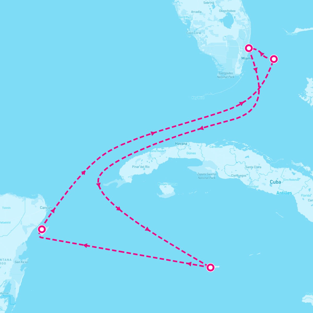 Celebrity Reflection itinerary map for March 10, 2024 (6 nights)