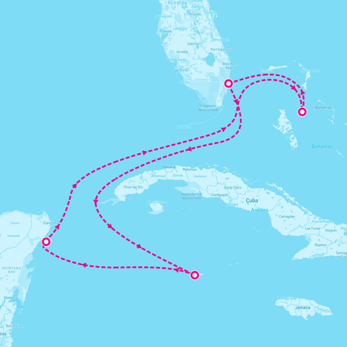 Celebrity Reflection itinerary map for March 9, 2025 (6 nights)