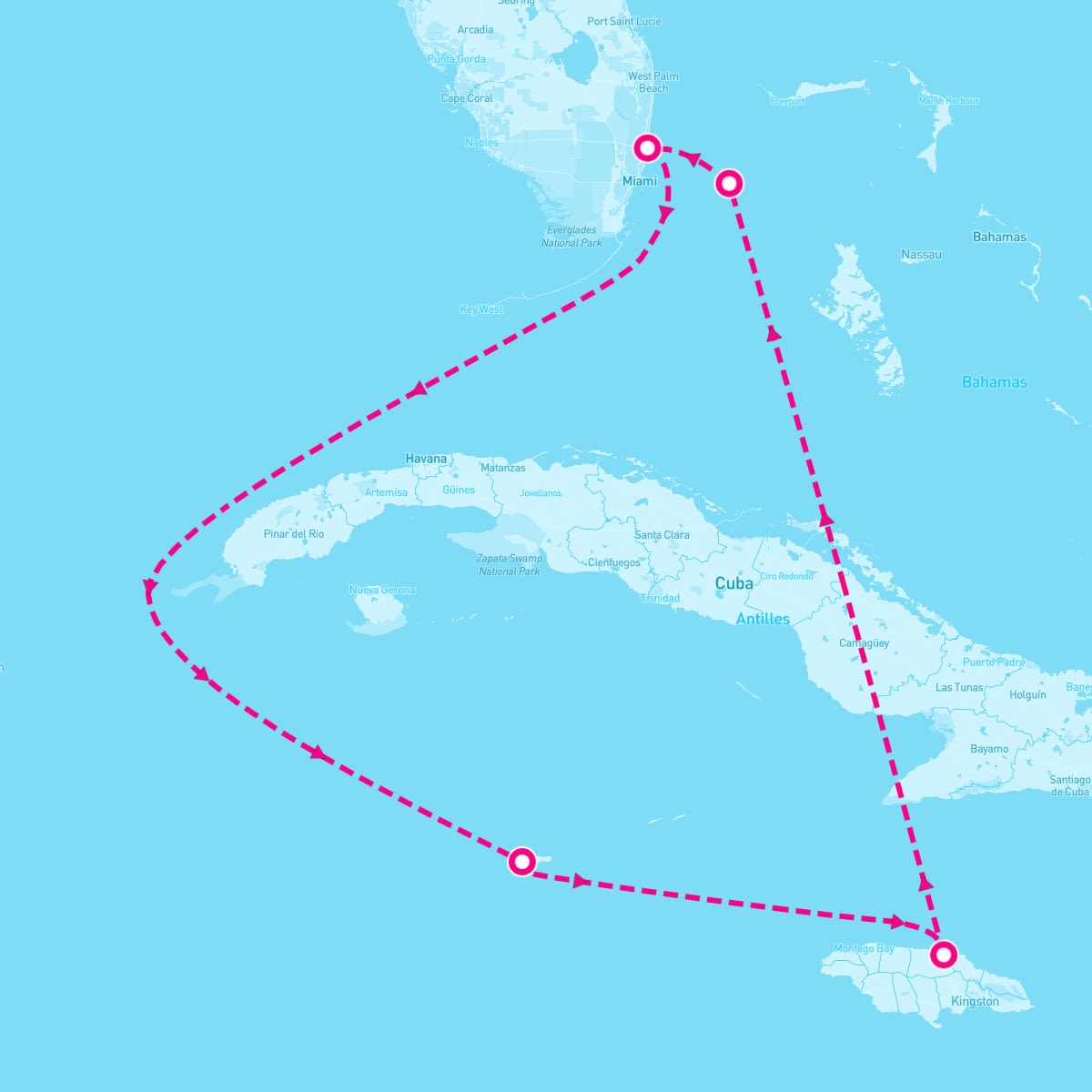 Celebrity Reflection itinerary map for May 4, 2025 (6 nights)