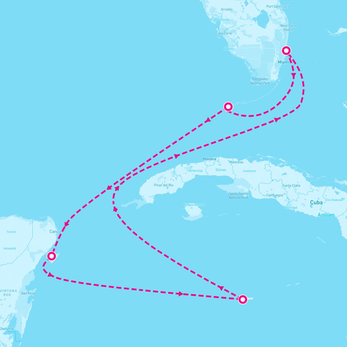 Celebrity Reflection itinerary map for December 21, 2026