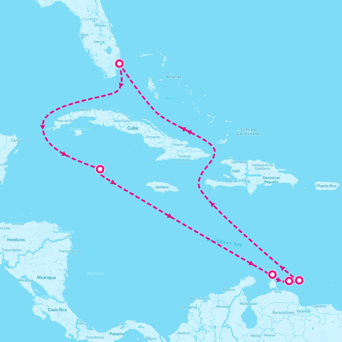 Celebrity Reflection itinerary map for August 20, 2027
