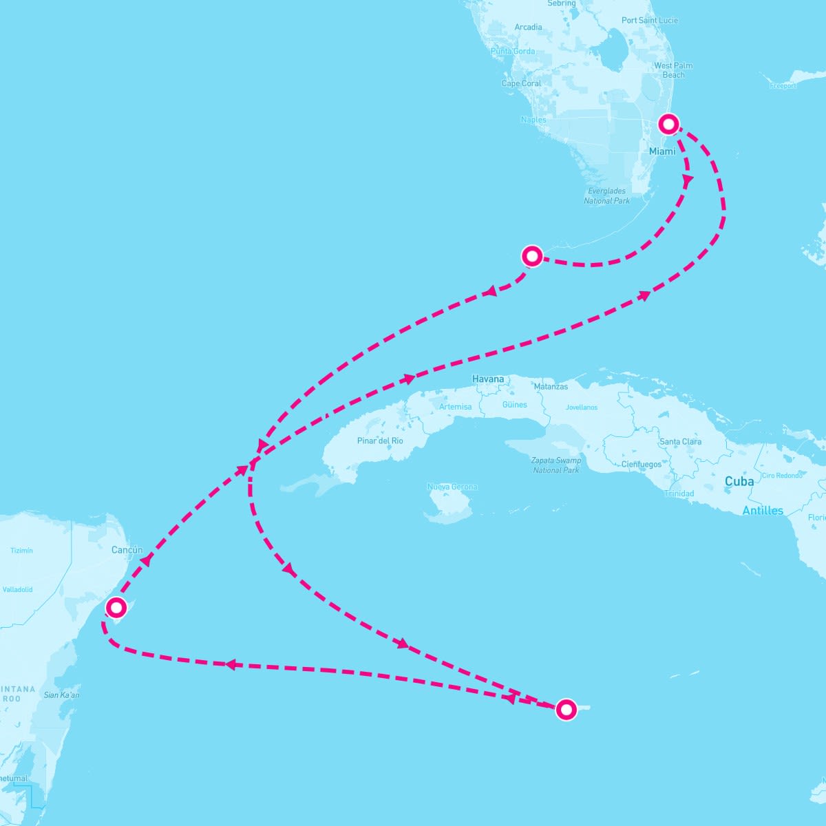 Celebrity Reflection itinerary map for October 24, 2027