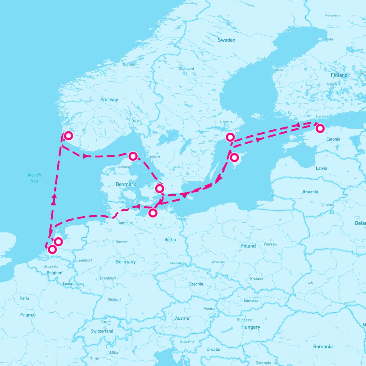 Celebrity Silhouette itinerary map for May 24, 2024 (13 nights)